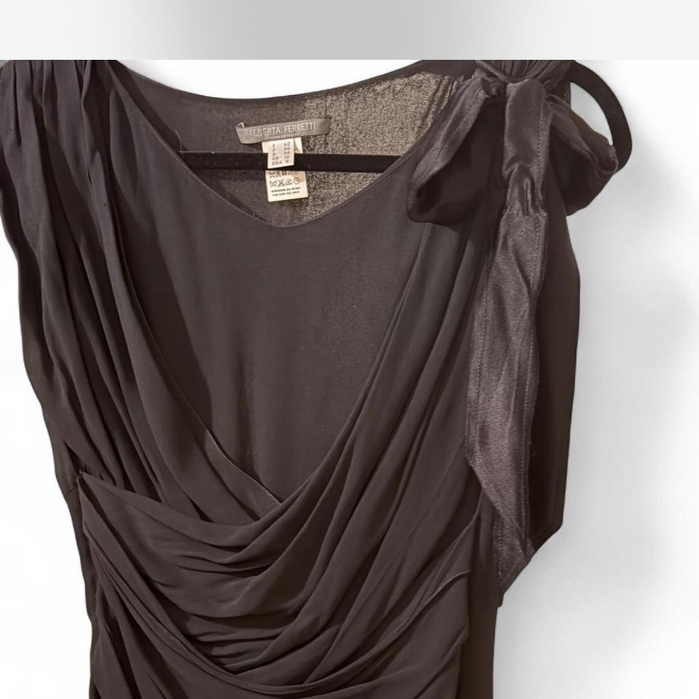 Alberta Ferretti Black One Shoulder Dress